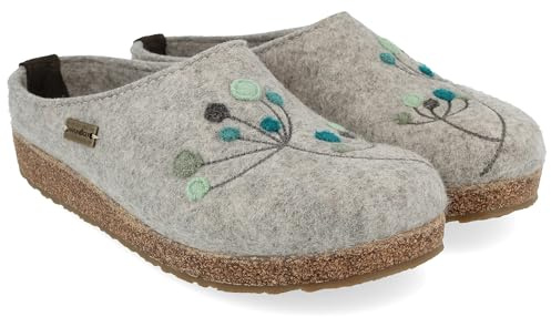 HAFLINGER Grizzly Amaya Felt Clog Wool Slipper Unisex Grey (Silver Grey 84) EU 40