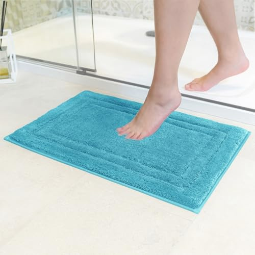 Decomira Alfombra de Baño Antideslizante | Alfombrilla súper Absorbente y Lavable a máquina | para el baño, la Ducha, la bañera o como Alfombra WC | Turquesa - 40x60 cm