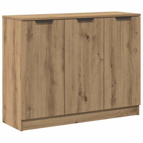 vidaXL Sideboard, Kommode mit 3 Türen, Anrichte Schrank für Wohnzimmer, Beistellschrank Mehrzweckschrank, Artisan-Eiche Holzwerkstoff
