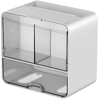 Dafape Toilettenpapierhalter für Badezimmer, an der Wand befestigte Aufbewahrungsbox für Taschentuchfächer aus Kunststoff, Organizer für die Toilette, Küche, Wohnzimmer, Zuhause (Klar, Weiß)