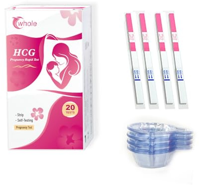 Cwhole 20 Pregnancy Test Strips for Early Detection 10 MIU/ml-Width of 5mm Home Test