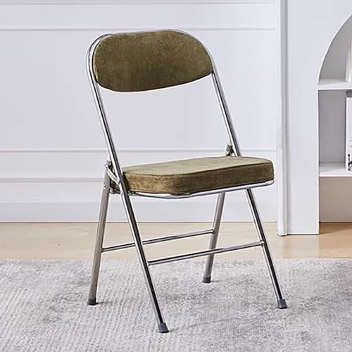 Faltbare Metallstühle mit gepolstertem Kissen und Rückenlehne für Zuhause und Büro, ideal für Veranstaltungen im Innen- und Außenbereich (Cord + Grün)