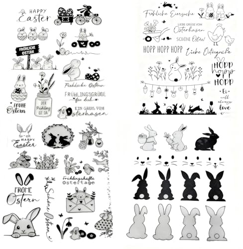 4 Stück Kerzensticker Ostern Kerzentattoo Kerzen Tattoo Osterhase Kerzensticker Wasserschiebefolie Hasen Kerzen Tattoofolie Ostern Deko Kerzenaufkleber DIY Kerzensticker für Kerzen und Keramik