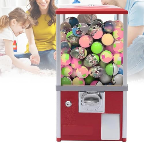 Distributore Automatico Di Caramelle Alla Rinfusa Con Serratura, Distributore Di Caramelle in Capsule Da 4.5-5.5cm, Distributore Di Gomme Da Masticare per Negozi Di Giochi E Dettaglio,Red