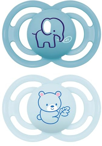 MAM Perfect® Doppelpack Schnuller 16+ Monate (2er-Set), Schnuller MAM 16 36 Monate Silikon für eine gesunde Entwicklung des Mundraums, Set mit 2 Zubehörteilen für Neugeborene mit