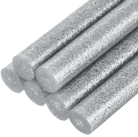 QUARKZMAN 6 Stück Heißklebestifte 11mm x 100mm Mini Heißklebesticks Heißklebepistole Heißkleber Klebestifte Heißklebestäbchen für Repartur Kunst Dekoratiion DIY Handwerk Glitzer Silber