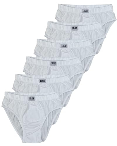nicoit Slip Uomo in 100% Cotone, Mutande Uomo Bianche, Pacco da 6 (IT, Testo, M, Regular, Regular, 6, Bianco)