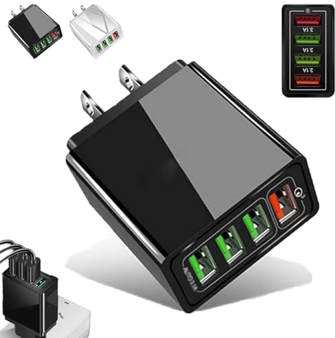 Hyper Charge Pro, Hyper Charge Pro Charger, for Iphone and Android, 4-Port Quick Charge 3.0 Hub with Temp Control & Fast Charging, Suitable for Mobile Phones, Laptops, Tablets (1PCS * Black)