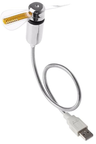 UKCOCO Ventilador USB Flexible con Luz LED Roja Diseño Portátil y Tubo para Ángulo Ventilador Seguro y Duradero para PC Oficina y Hogar
