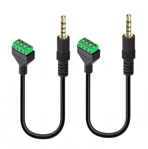 Taikuwu 2 Stück 3.5mm Klinkenstecker auf 4-polige Schraubklemme Adapterkabel, TRRS Audio Kabel 30cm vergoldet für Headset, Mikrofon, Lautsprecher, PC, DIY Audioverkabelung