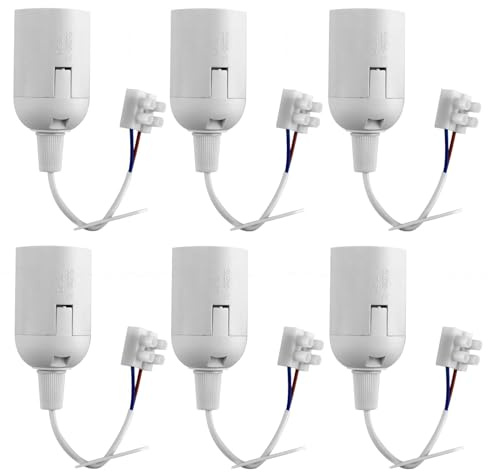 Lot de 6 Douille E27 avec Câble, Douille de Lampe à Visser pour 250V 4A E27 Ampoule, Rechange Chantier Support D'ampoule pour Suspensions/Luminaires DIY/Ampoules Halogènes