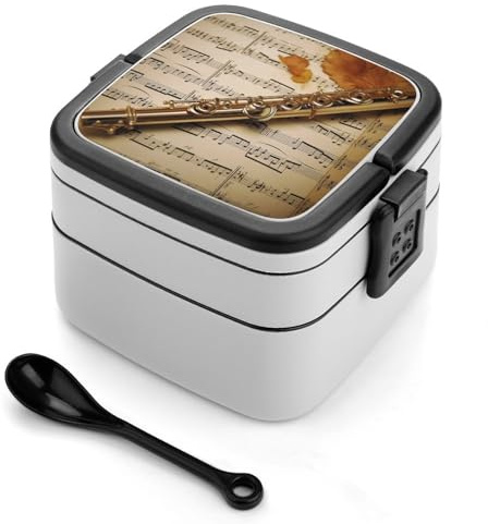 SMAZDFXX Contenitore per il pranzo con musica per flauto, coperchio anti-perdita e divisori rimovibili