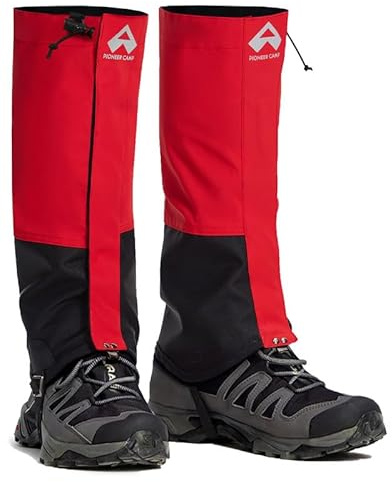 Pioneer Camp Gamaschen Wandern Wasserdicht Lange Atmungsaktive Outdoor Gaiters mit Stiefelhaken und Unterfußgurt für Wandern Fahrrad & Schnee