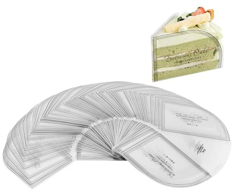 Tomotato 100Pcs Cake Slice Plastic Containers, 4.3x3.1x3.1Inch Transparent Mousse Cake Collars PET Sheets Rolls Triangle Clear Strips for Baking Surrounding Edge Decorating Liner (100PCS)