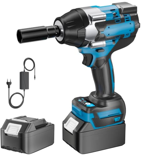 18V Brushless Impact Wrench, 1800N.m High Torque, 7200RPM, 1/2 inch 3-Speed Cordless Impact Gun, Easily Removes Bolts on Cars, Trucks, and Tractors, 1 Battery, 1 Charger and 1 Carry Box, for Car Home