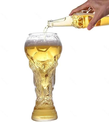 WXJHNYBS Boccale Birra per la Coppa del Mondo di Calcio 2026, 800ml Calice Trofeo Calcio, Vetro Forma Coppa per Fidanzato Nonno Papà Zio Fratello Marito