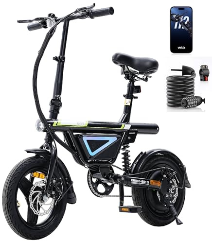 Finbike E-Bike Klapprad 14 Zoll, Pedelec Elektrofahrrad für Herren & Damen, 36V 12Ah Akku, 50KM Reichweite, 250W Motor, APP-Steuerung, Faltbares City Bike mit LED-Licht, Leicht & Kompakt für Pendler