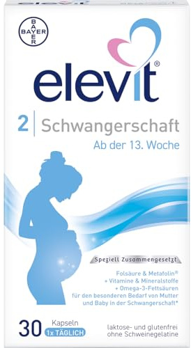Elevit 2 I Schwangerschaftsvitamine I Omega-3-Fettsäuren I 30 Tabletten | Mit Mineralstoffen und Folsäure. Ab der 13. Schwangerschaftswoche. Weltweite Nr. 1 der Schwangerschaftsvitamine.