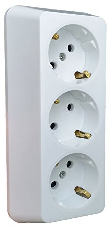 NEU 3-Fach Aufputz Steckdose Hergestellt im EU Mehrachstecker Steckdosenleiste 4 Steckdosen Aufputz Koppler Ohne Kabel (3-Fach, Weiß)