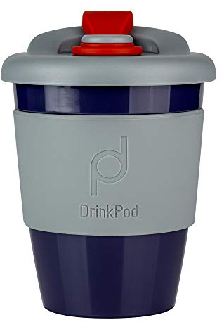 Drink Pod wiederverwendbarer BPA-frei 340 ml 12 oz Kaffeebecher/Reisetasse aus Kunststoff – STORM, GRAU