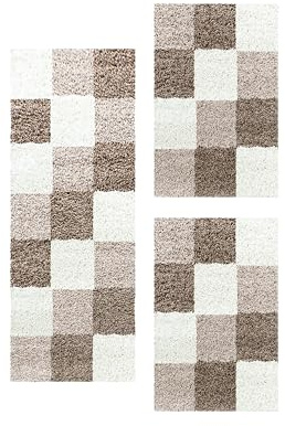 HomebyHome Bettumrandung Schlafzimmer 3 teilig Teppich Mokka - Waschbarer Bettumrandung Teppich Läufer Set Extra Flauschig Bettvorleger Schlafzimmer Bettset:2 St. 60x110 cm | 1 St. 80x250 cm