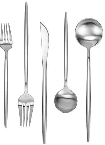 FAMEWARE Besteck-Set, mattes Besteck-Set, 30-teilig, aus Edelstahl, Küchenutensilien-Set, Besteck-Set, satiniert, poliert und spülmaschinenfest