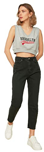 TRENDYOL Damen Trendyol High Waist Mom Jeans, Schwarz, 34 EU