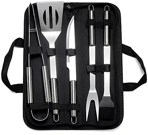 Grillbesteck Set, 20-teilig Edelstahl Grillwerkzeug-Set, Grillzubehör Grillset, Komplette BBQ Grillbesteck Tool Set mit Aufbewahrungskoffer für Outdoor Familien Garten Party, Camping