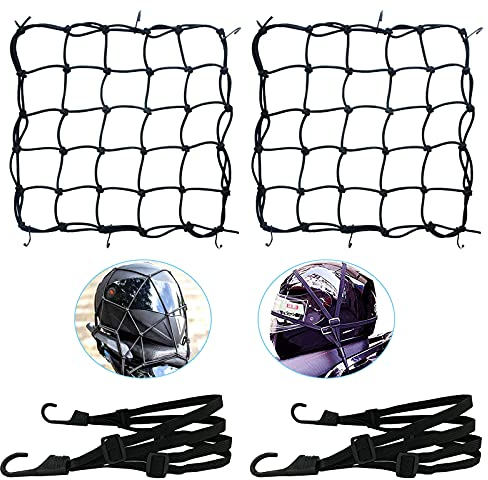 Filet de Bagage de Moto, Filet de Bagage élastique, Filet de Bagage de Vélo, Sangle de Bagage de Vélo avec Crochet, Cordon de Tension avec Crochet Réglable, Sangle de Support de Vélo, Paquet de 4