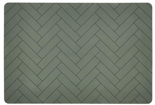 Södahl Tiles Tischset Abwaschbar aus Silikon, Stilvolles & Praktisches Platzset, Tischunterlage Esstisch im Fischgrät-Design (NB: 1 Stück), Dänisches Design, 33 x 48 cm, Forest Green (Grün)