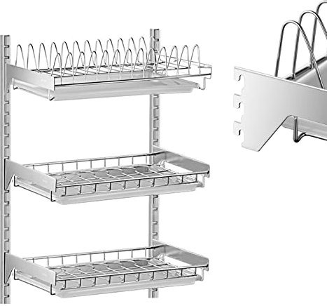 Dish Drainer Rack For Bowls - Kitchen Stainless Steel Wall Mounted Drying Rack - Cutlery Storage Hanging Shelves - Draining Board Rack Sink For Cutlery/Utensils Holder/Cup/Plate/Wine Glass