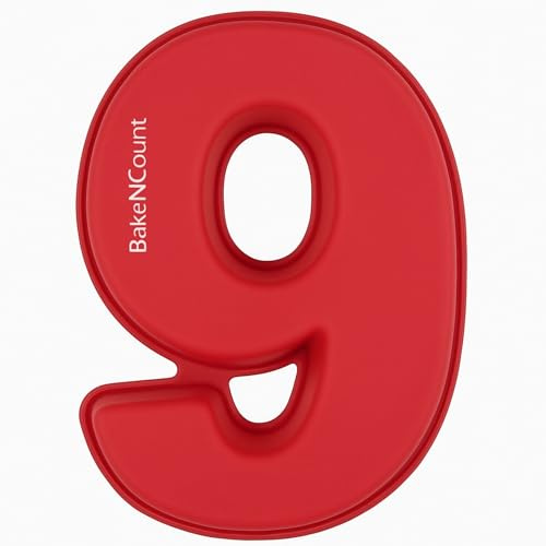 BakeNCount Silikon Zahlen Backform – Zahlenkuchen-Formen für Geburtstag & Jubiläum – BPA-frei, backofenfest, spülmaschinenfest – Number Cake (Zahl 9)