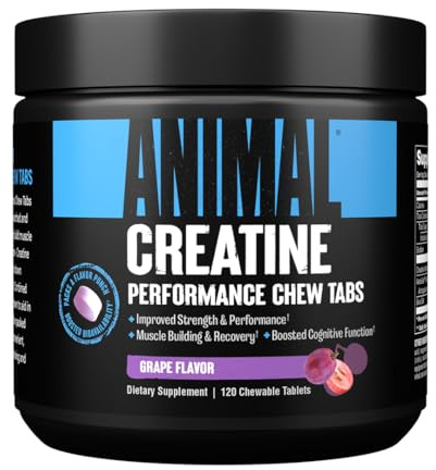ANIMAL Creatine Performance Chew Tabs Grape - Chewable Tablets with 5 g Creatine Monohydrate per Serving & Sea Salt for Enhanced Effectiveness - 120 Tablets