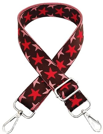 Verstellbar Schulterriemen für Taschen Taschengurt 75-130cm Bunter Sterne Schultergurt Taschenhenkel Taschenriemen Leinwand Umhängegurt für Taschen Handtaschen für Damen und Herren, Rot