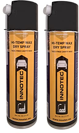 2 Stück Innotec Hi-Temp Wax Spray Unterboden und Hohlraumschutz Fettspray Transparent - Next Level Konservierung für Automotive & Industrie - Keine Anhaftung von Schmutz und Staub - 500ml Spraydose