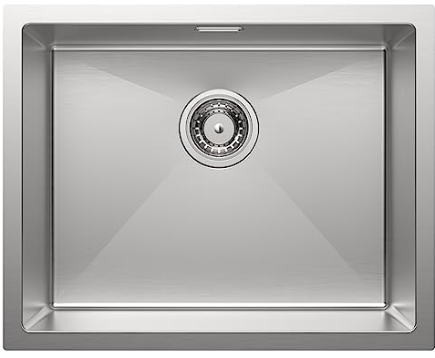 Lavello cucina in acciaio inox 55x45cm, Auralum lavandino cucina 1 vasca, lavabo cucina con Scolapiatti, sifone e Set di Drenaggio