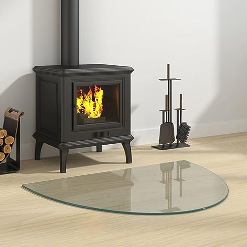 vidaXL Placa Resistente al Fuego contra Incendios Panel Protección contra Chispas Suelo de Vidrio para Chimenea Semicircular 800x600 mm