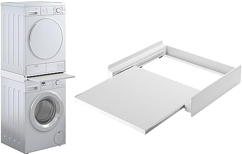 RICOO Kit Sovrapposizione Lavatrice Asciugatrice, Modello WM6053, Supporto Universale con Telaio Intermedio, in Alluminio e Truciolare, 606 x 80 x 538 mm, Carico fino a 60 kg