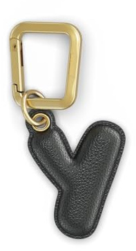 UNTAGS - Charm Buchstabe Y - Material mit Ledereffekt - Inklusive Goldener Metallschnalle - Schwarz