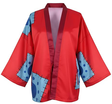 CoolChange Monkey D. Ruffy Kimono Jacke | Anime Haori Umhang | Rot | Größe: L/XL