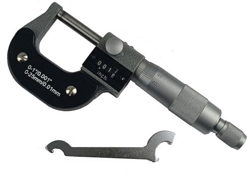 TIYGHI Mikrometer 0–25/0–1 Zoll 0,001 Zoll 25–50 mm Außenmikrometer mit Zählerablesung, digitales Mikrometer-Zähler-Mikrometer-Dickenmessgerät (Color : 0-1IN)