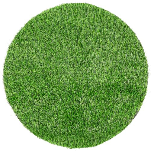 Supvox Kunstrasen-Tischsets Runde Kunstrasenmatte Kunstrasen-Rasenfliesen-Teppich Flauschige Zotteln Runder Teppich Kunstrasen-Unterlage für Hunde Terrassen Veranden 50 cm