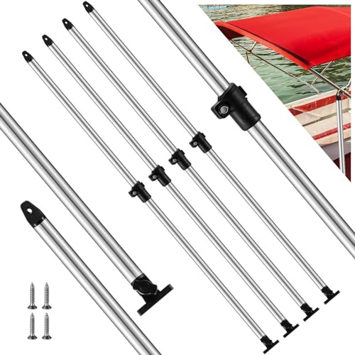 Yaocom 4 Pcs Adjustable Bimini Top Rear Support Pole Marine Grade Telescopic Aluminum Pole 1 Diameter 360 Degree Eye-end for 3-4 Bow Bimini Tops Kits Accessories