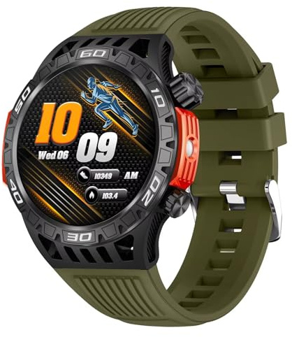Smartwatch Herren Militär Uhr mit Kompass Sportuhr Laufuhr Outdoor Tactical Watch Military Fitnessuhr mit Telefonfunktion Gesundheitsuhr Blutdruckmessung Schrittzähler Uhr Pulsuhr Smart Watch