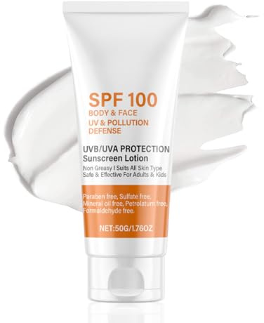 Sunscreen Spf 100 - Face Sunscreen - Waterproof Moisturiser with Spf 100 - UVB/UVA Protection Sun Cream - Factor 100 Sun Cream anti Wrinkle Prevent Sunburn 50g