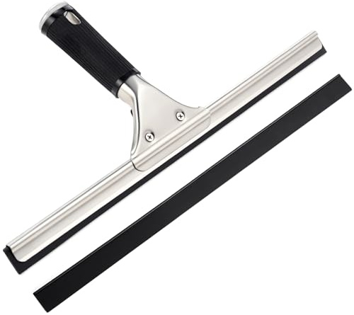 Lkw Ogechi Escobilla de Goma de Acero Inoxidable, 25/35/40/45 CM, Escobilla para Ducha con Hoja de Goma para Limpieza de Espejos, Ventanas, Lunas de Coche, Limpiacristales Ducha Profesional (40cm)