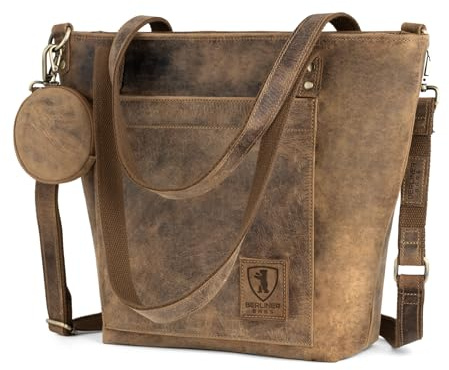 Berliner Bags Schultertasche Verona, Shopper aus Leder | Große Henkeltasche & Umhängetasche aus Echtleder für Damen, YKK-Reißverschluss & verstellbarer Schulterriemen