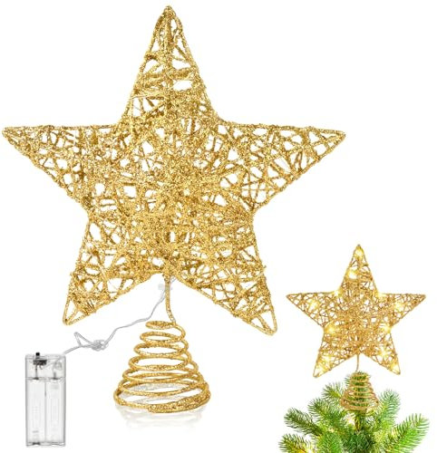 Weihnachtsbaum Spitze Stern, LED Beleuchtete Christbaumspitze, 25 cm (C)