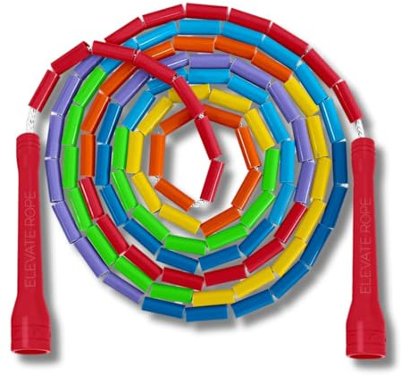 Elevate Rope Perlen-Springseil 3 m verstellbar, Beaded Rope | Segmentiertes Design gibt Rhythmus-Feedback, verhakt nicht, ideal für Footwork, Tempo und Cardio, gratis Trainings-App