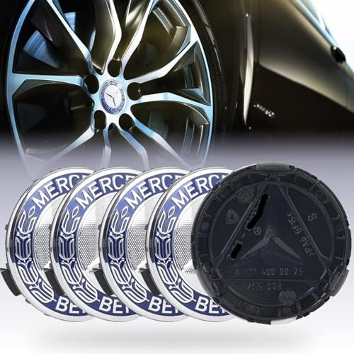 4 Stück Nabendeckel für Mercedes Benz 75mm - Radnabenkappen Felgendeckel Felgenkappen Nabenkappen ABS Wheel Caps Radnabenabdeckung, Schwarz